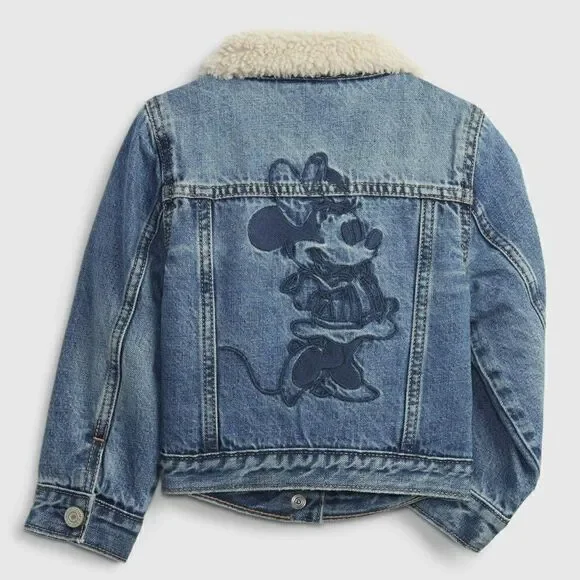 babyGap - 2T - Disney Minnie Mouse Sherpa Lined Denim Icon Jacket - Picture 3 of 9